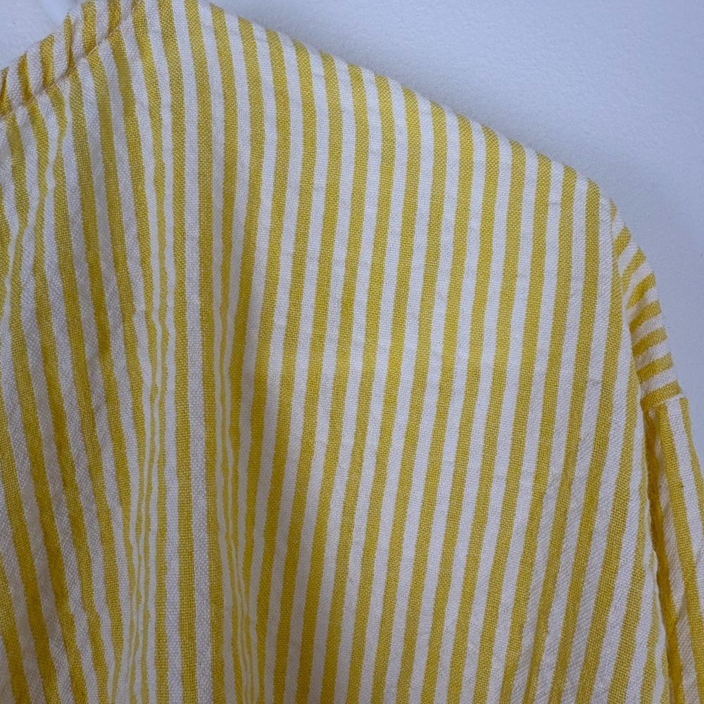 Vermont Country Store Yellow Searsucker Tie-Sleeve Tunic Top sz 3X 100% cotton - Picture 5 of 7